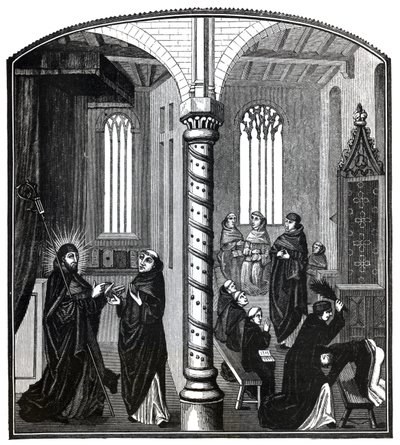 A Birching in a School of Mendicant Monks, from Ms.21,252, Illustration from 